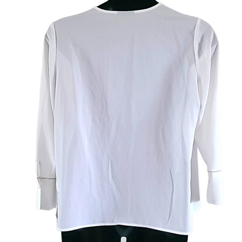 Alfani Women's White Long Sleeve V-Neck Blouse – Size Large - Picture 6 of 7