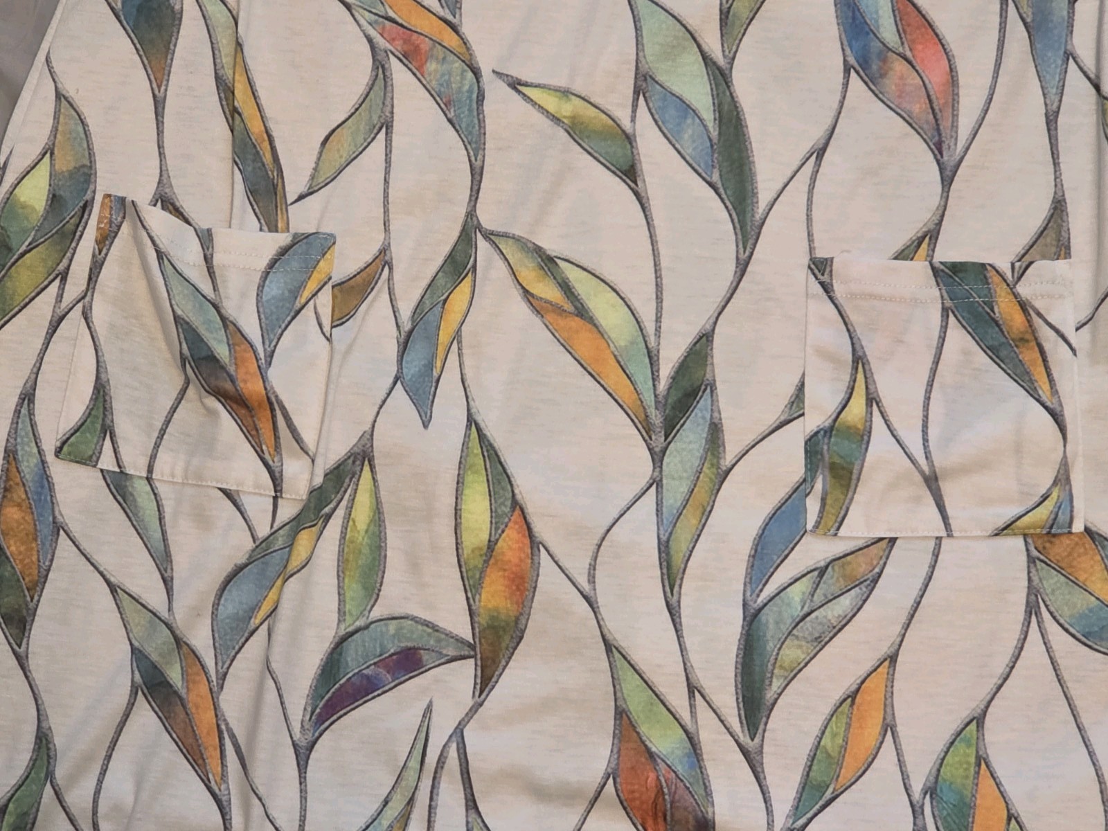 Multicolor Leaf Pattern Midi Dress - image 3