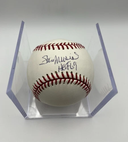 STAN MUSIAL,  SIGNED AUTOGRAPHED BASEBALL and display case,  StL Cardinals. HOF