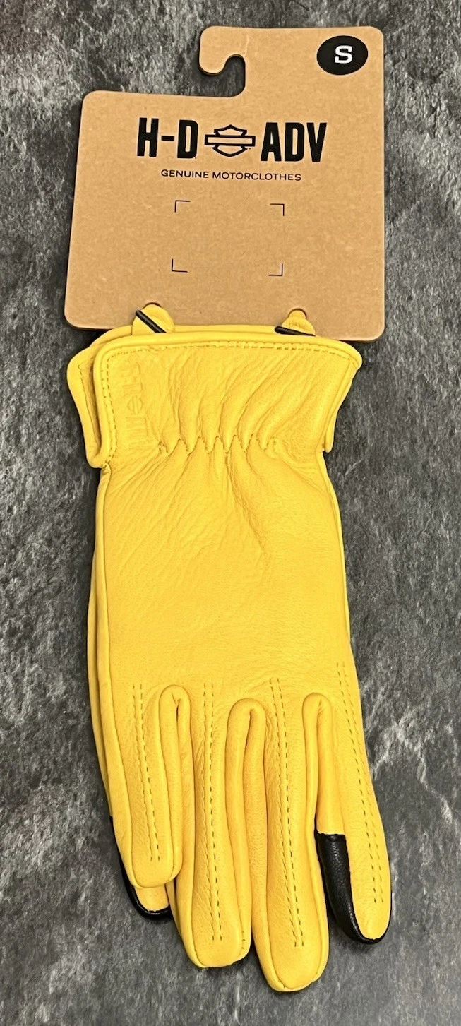 Harley-Davidson ADV The Valley Deerskin Leather Gloves Yellow Womens Size Small