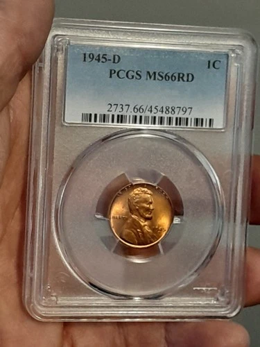 1945- D Lincoln Wheat Cent PCGS MS66RD