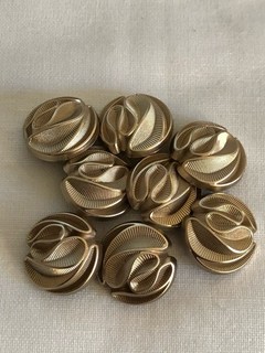 Unusual Metal Lot Of Pale Gold Look Shank Buttons X 8