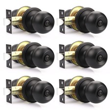 6 Pack Black Privacy Door Knob Matte Black Door Knobs Interior Bedroom Door K...