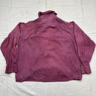 Vintage 40s Sportswear Rayon Gabardine Loop Collar Shirt Men's
