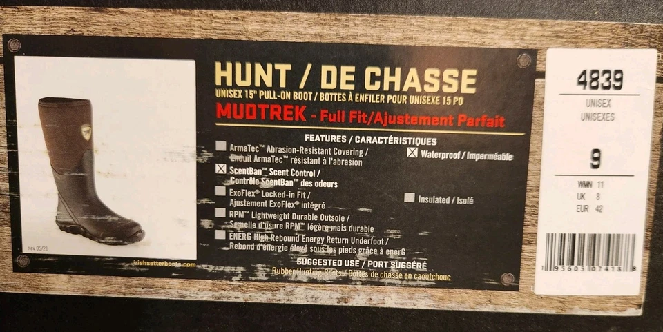 Irish Setter MudTrek 15" Waterproof Full Fit Rubber Boots (MEN'S 9) Brown 4839 - Image 2 of 4