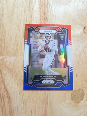 #ad 2023 Prizm TANNER MCKEE Red White amp; Blue #383 Rookie RC Philadelphia Eagles SP $9.49