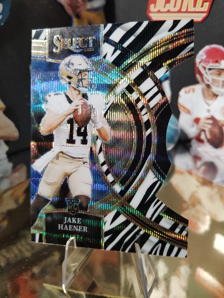 2023 Panini Select #186 Jake Haener WAVE ZEBRA Prizms Die Cuts - Image 3 of 4