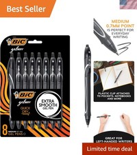 BIC Gelocity Quick Dry Black Gel Pens, Medium Point 0.7Mm , 8-Count Pack, Retra