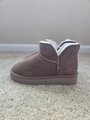 Minnetonka suede boities womens 7 faux fur slip on