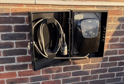 Lockable EV Charger Enclosure Steel, Weatherproof, Cable Management,PowerSafe 