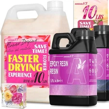Silica Gel Flower Drying Kit 10 LBS with 18oz Clear Resin & 18oz Clear Hardener