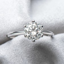 3.0ct Round Cut Lab‑Created Diamond Test Pass Six Prong Solitaire Setting Ring