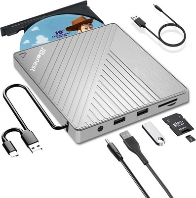 Externes CD DVD Laufwerk USB 3.0 Typ-C, Extern mit SD/TF-Kartenleser Portable RW