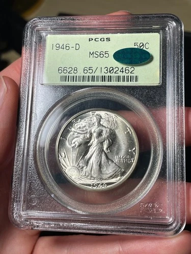 1946-D PCGS MS65 CAC Walking Liberty Half Dollar Old Green Holder