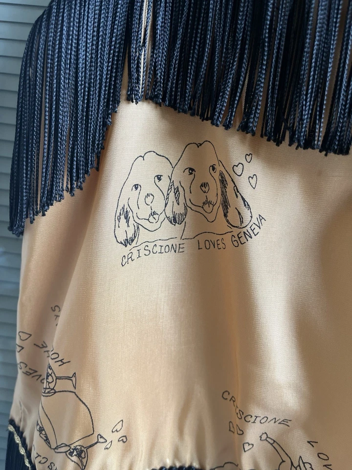 Novedad Camiseta sin Mangas con Flecos Burlesque Vaquera Romántica Estampado Caprichoso Dorado Satinado Foto 4 de 4