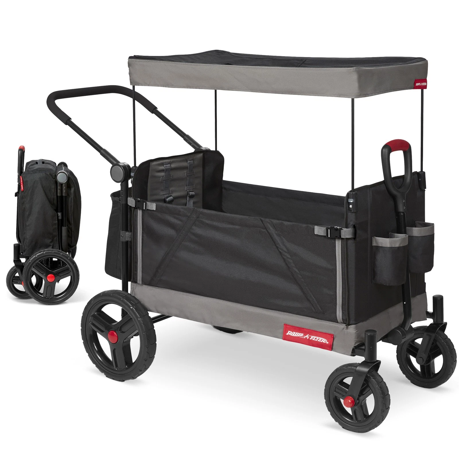 Radio Flyer Collapsible Stroll ‘N Wagon w/Protective Cover, Black (For Parts)