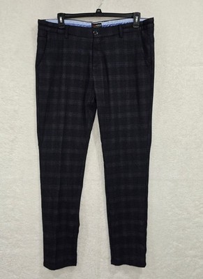 TR Premium Men's Black Plaid Dress Pants Sz 40x32 Tailored Recreation Trousers