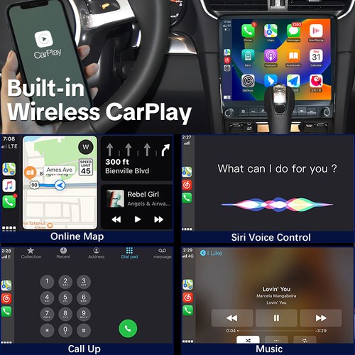 For Porsche cayman boxster 981 911 2010-16 radio apple CarPlay Android Wireless - Picture 9 of 21