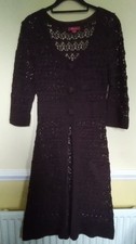 Vintage Monsoon crochet longline cardigan in chocolate brown size 8
