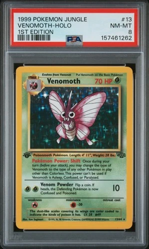Pokemon TCG Venomoth 13/64 Jungle 1st Edition Holo Rare PSA 8