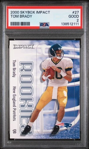 2000 SKYBOX IMPACT #27 TOM BRADY ROOKIE RC PSA 2