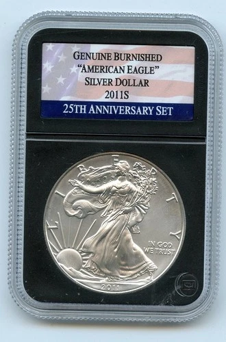 2011-S Burnished American Silver Eagle 25th Anniversary Set - GC642