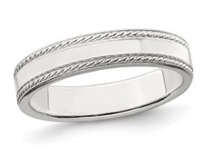 Sterling Silver 4mm Edge Design Wedding Band Ring