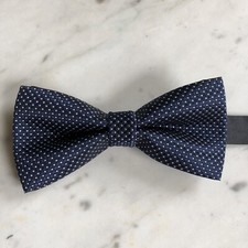 Dark Blue with Tiny White Polkadot Men  s Women  s Tuxedo Bow tie Necktie Wedding