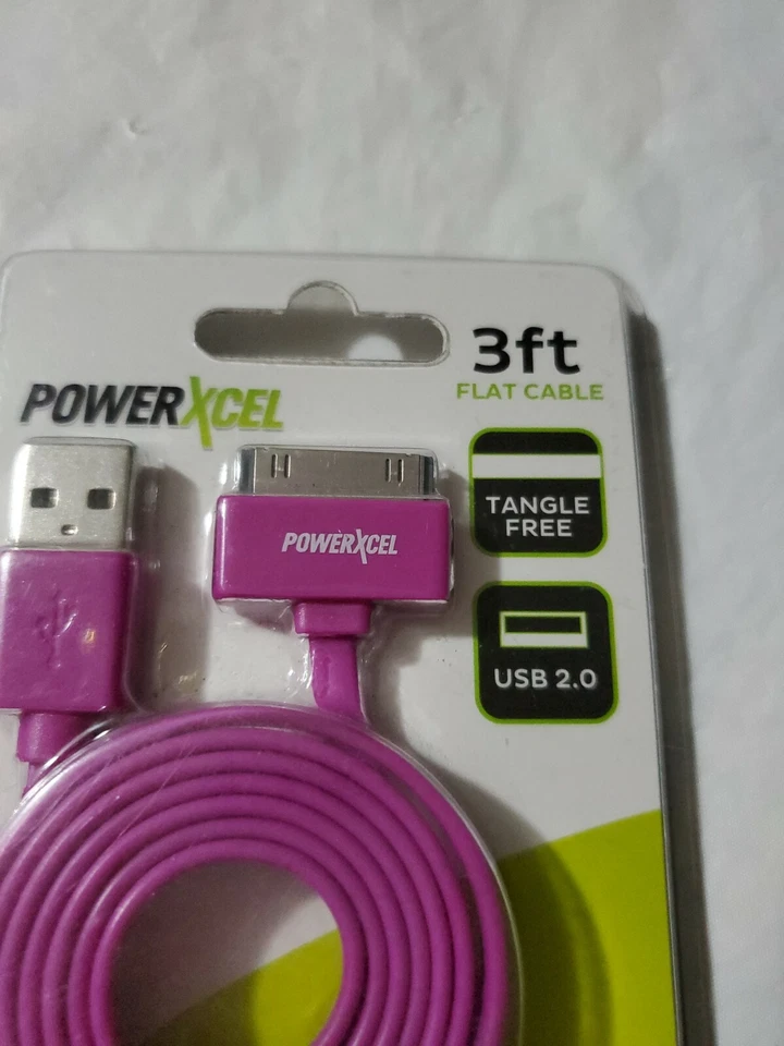 PowerXcel 3ft Flat Cable 30pin to USB Purple Charger For iPad iPhone iPod New - Image 4 of 4