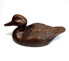 Red Mill Mfg Handcrafted Crushed Pecan Resin 11" Mallard Duck Brown Decoy Signed