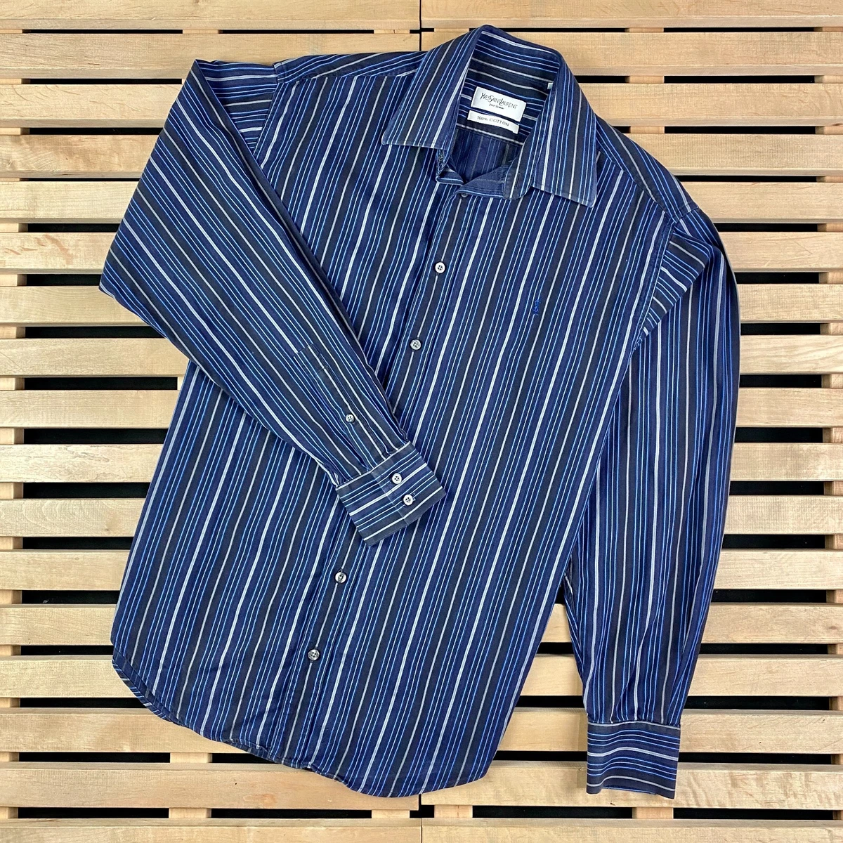 Mens Shirt Long Sleeve Yves Saint Laurent Vintage Size 39/15 | eBay