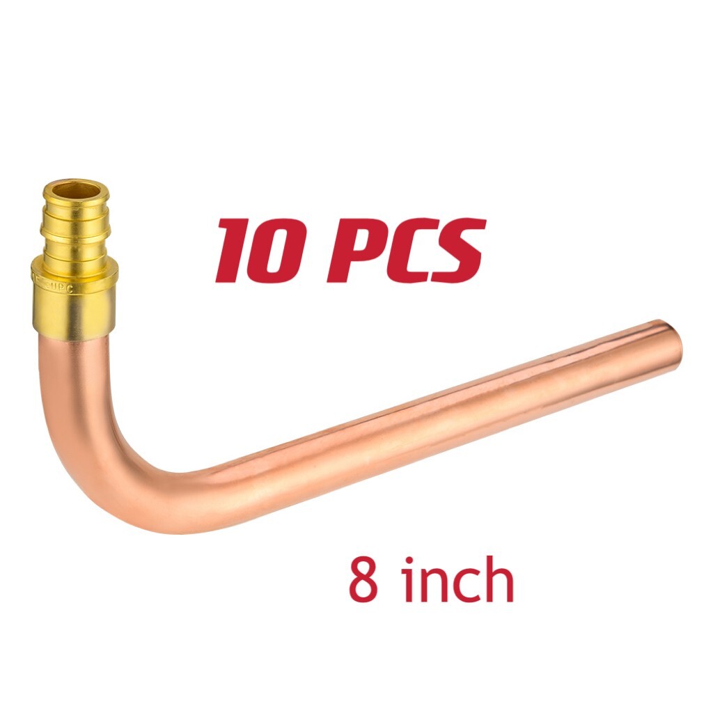Coude PEX Cuivre Avec Bride Murale 8 Pouces 1/2 | Connexion Crimp Pour Plomberie EFIELD