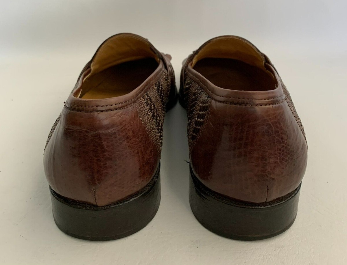 Vito Rufolo Brown Men\'s Tassel Leather Loafers Size 11 M Italian Weaved Leather Vito Rufolo Loafers Brown Leather Woven Print Tassel Kiltie  main image 2