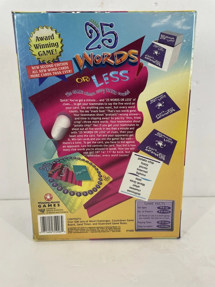 2000 Winning Moves Boardgame 25 Words or Less Brand. Ew Sealed - Image 3 of 4