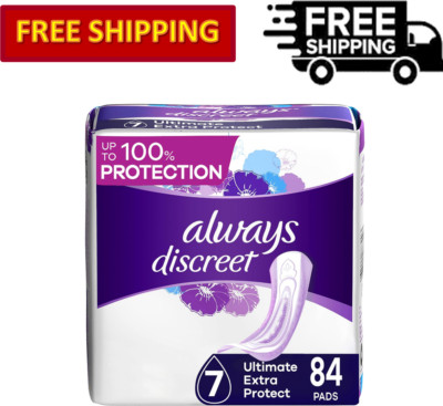 Always Discreet Ultimate Extra Protection Incontinence & Postpartum Pads, 84 Ct