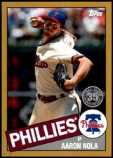 Aaron Nola 2020 Topps 1985 35th Anniversary Series 2 5x7 Gold #85TB-34 /10 Phill