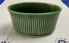 Vintage Pottery Planter, Green, 1980, Oval, FTD, Ribbed