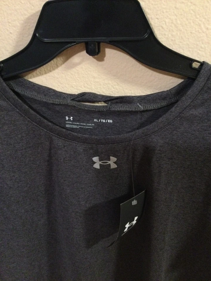 NEW Under Armour Women's Locker 2.0 Shirt CARBON HEATHER SILVER XLarge N6967 - Image 3 of 4