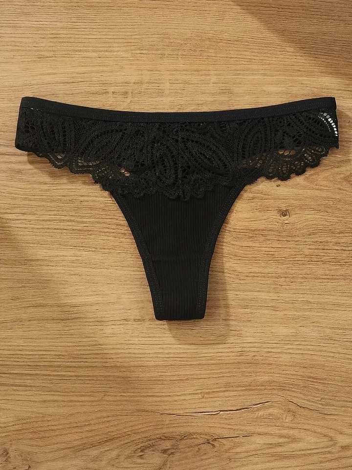 4er-Set Damen-Tangas, mehrfarbig mit Spitzenbesatz, Gr. S, M, L, XL, Neu - Bild 3 von 4