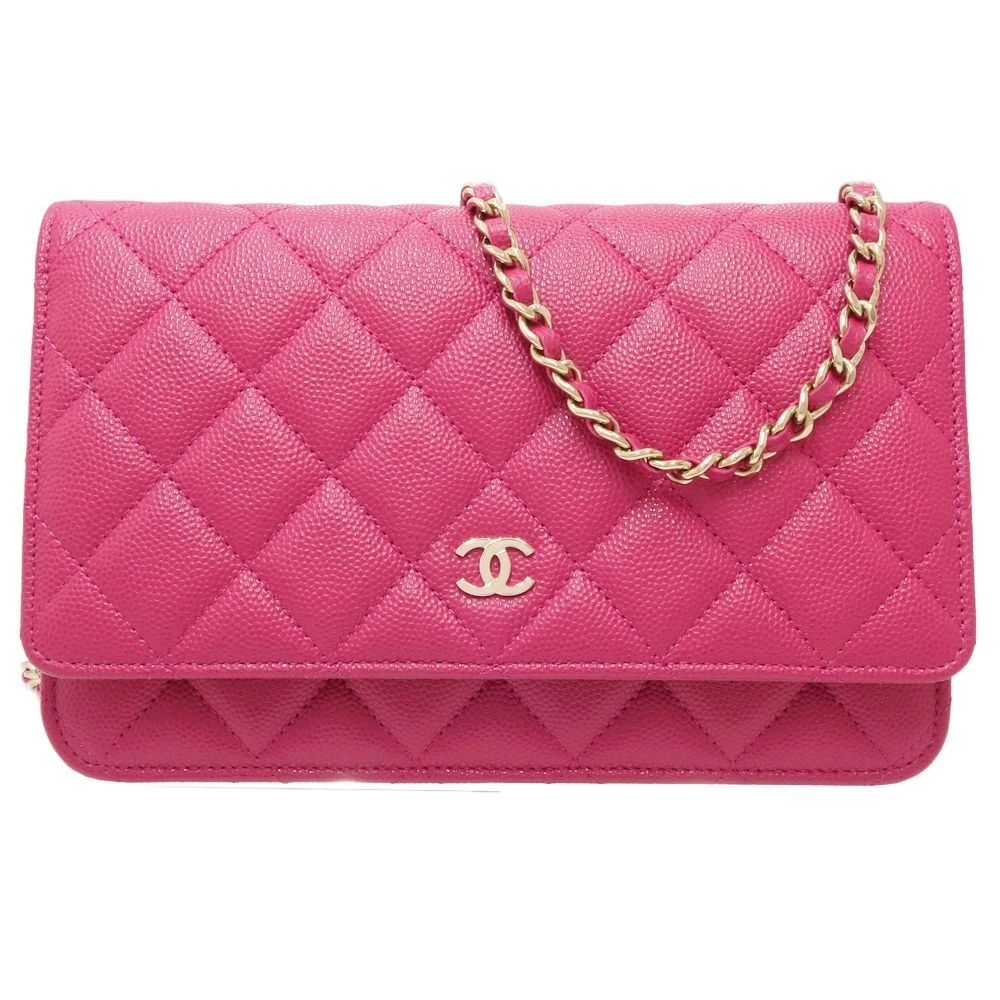 MINT! CHANEL Matelasse Purse Wallet Chain Caviar Pink /083466