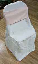 10 White Polyester FOLDING CHAIR COVERS Wedding Banquet Reception SASH NOT INCL
