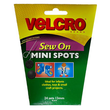 VELCRO 13mm Sew On Dots Spots Self Adhesive Hook/Loop Fasteners [24 sets not 16]
