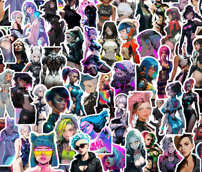 25/50 Piece Cyberpunk Girls Sticker Pack - Vinyl Waterproof