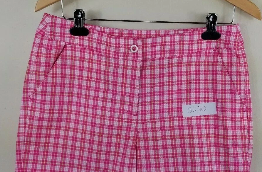 Pantalones Cortos de Golf GREG NORMAN, Mujer Talla 4, Rosa, Rojo, Multi, Cuadros, Elásticos, NUEVO Foto 4 de 4