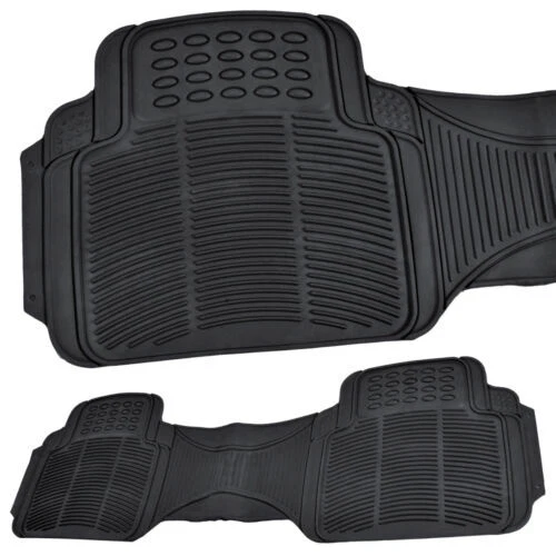 All Season Rubber Floor Mats for Car SUV Van Heavy Duty 3 PC Set Black Trimmable - Image 4 of 4