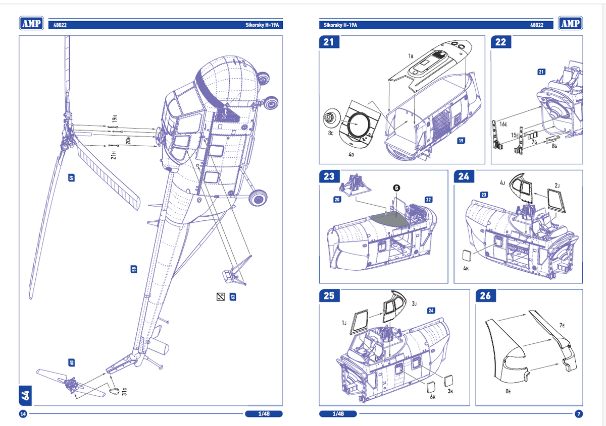 Sikorsky H-19 Chickasaw USAF Helicopter-AMP Plastic Scale Model Kit In - Foto 3
