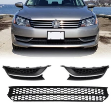 Fit 2012-2015 Volkswagen VW Passat Front lower Grille + Fog Light cover W/Chrome
