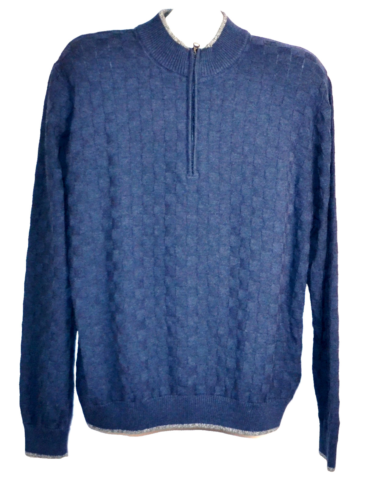 Robert Graham Gavino Navy Plaid Mens 14 Zip Cotton Sweater Shirt Size 2XL 198 17890₽