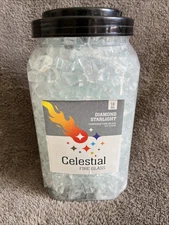 Celestial Fire Glass 10 Lbs Diamond Starlight Clear Tempered Fire Glass in Jar
