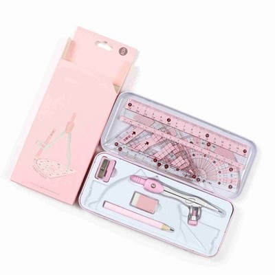 8-Pieces Math Geometry Kit Student Supplies Includes Rulers Protractor VFWS